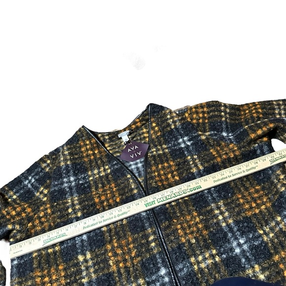 Ava & Viv Women's Size 4X Orange & Black Rust Plaid Open Front Soft Overcoat - Picture 7 of 9